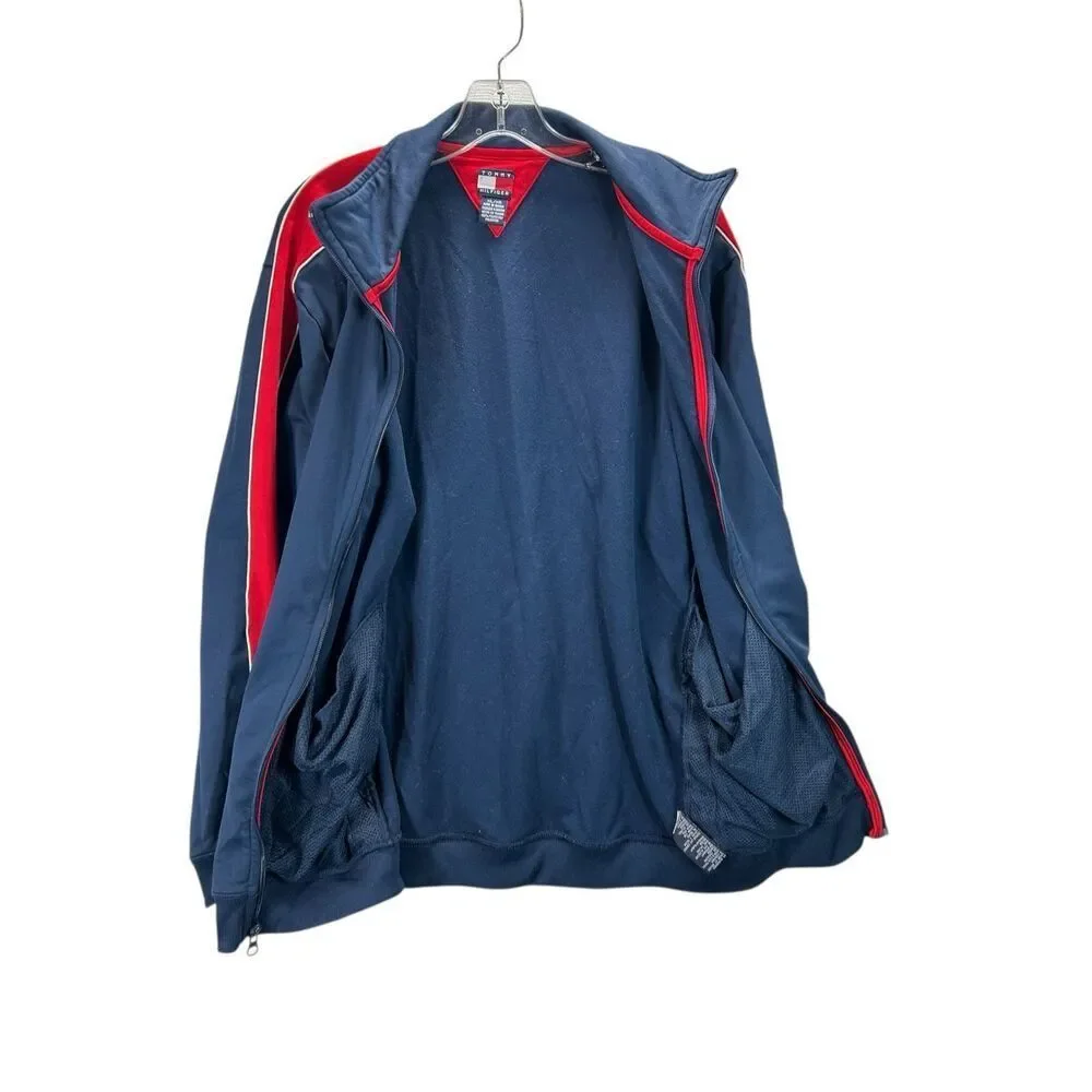 Vtg Tommy Hilfiger Tommy Sport Track Jacket Navy Red Y2K XL Full Zip Blokecore